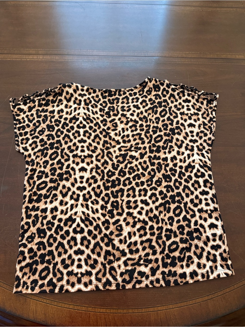 Leopard Print Short Sleeve Women’s Blouse in Tan and Black